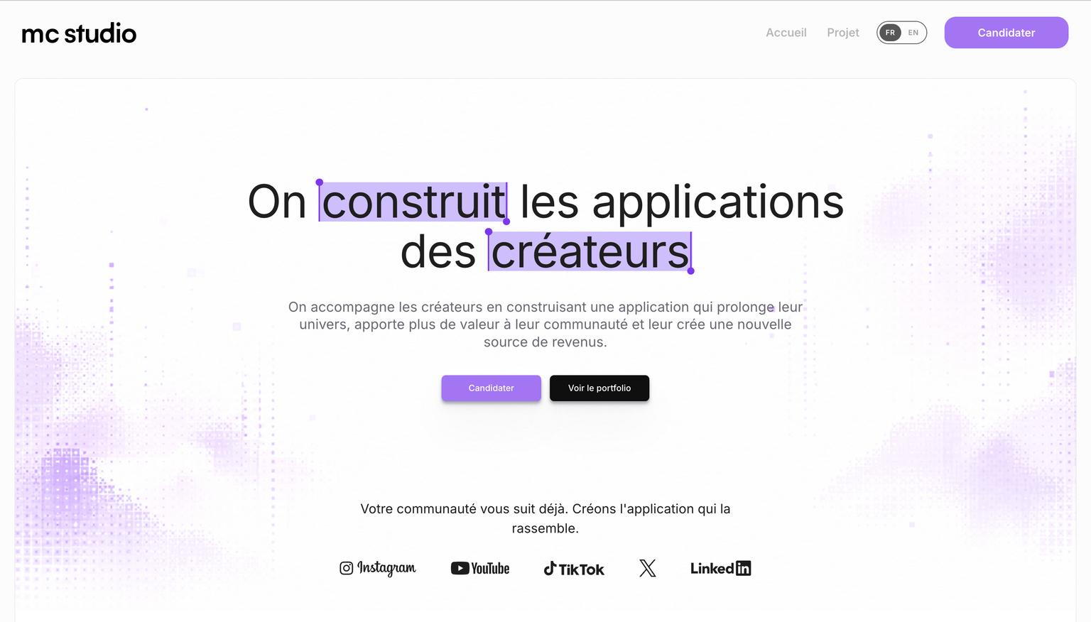 MC Studio — espace créateurs