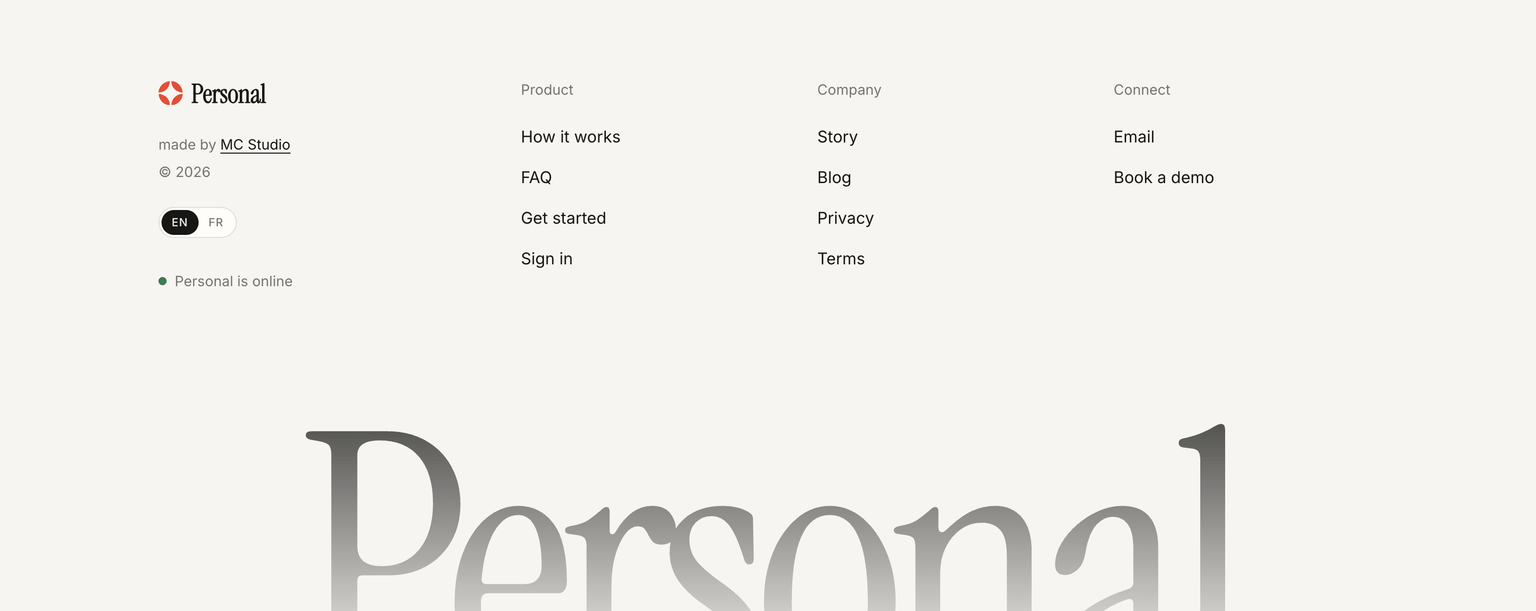 Personal — footer