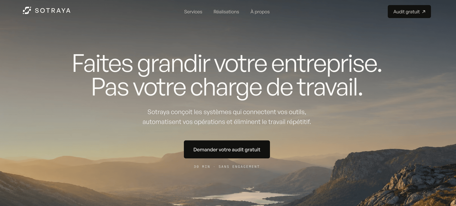 Sotraya — écran d’accueil