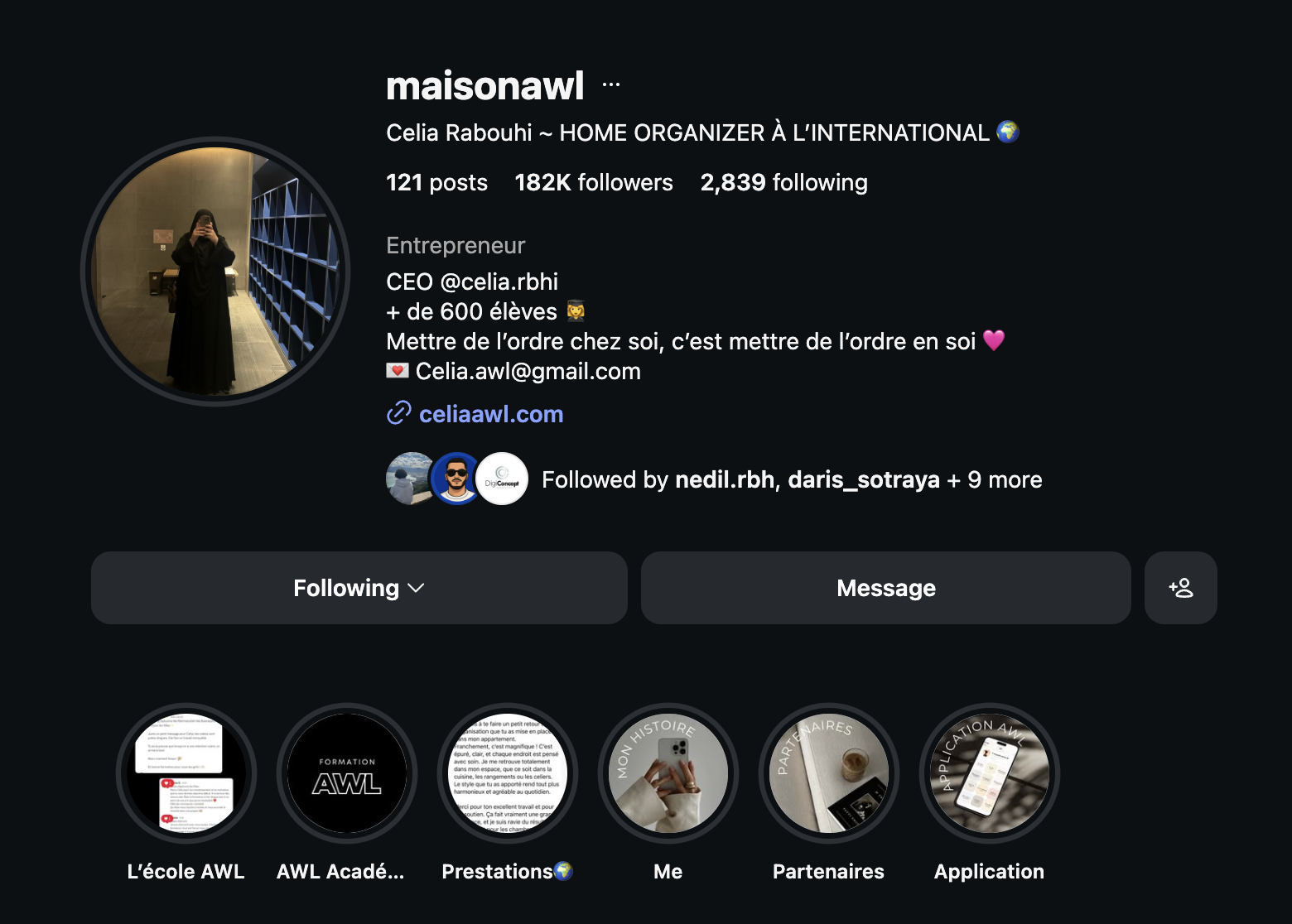 Compte Instagram Maison AWL